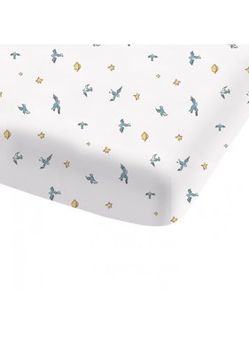 Le Petit Prince Fitted sheet Birds 90 x 190/200 Cotton