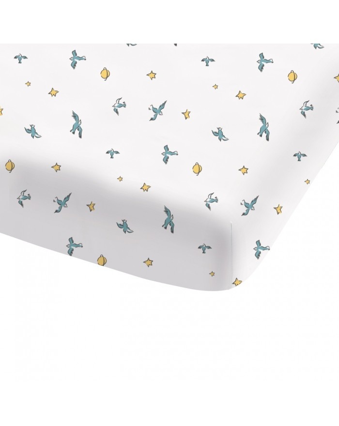 Le Petit Prince Fitted sheet Birds - Single - 90 x 190/200 cm - Cotton