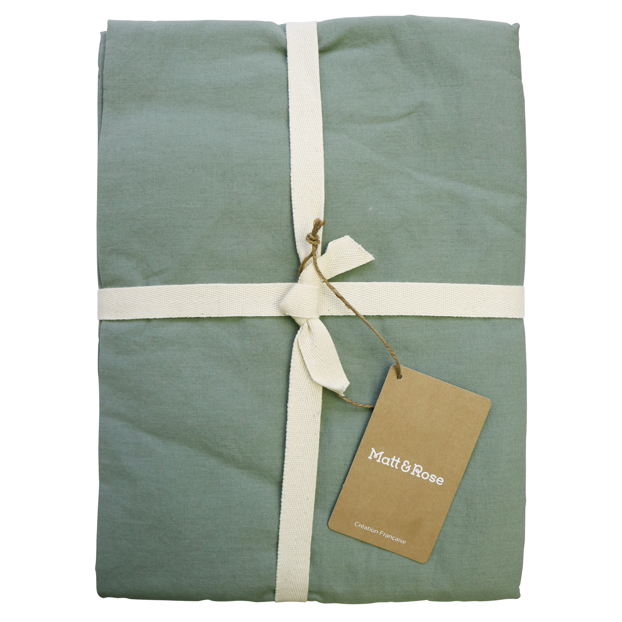 Matt & Rose Fitted sheet Moss green - Double - 140 x 190/200 cm - Washed Cotton