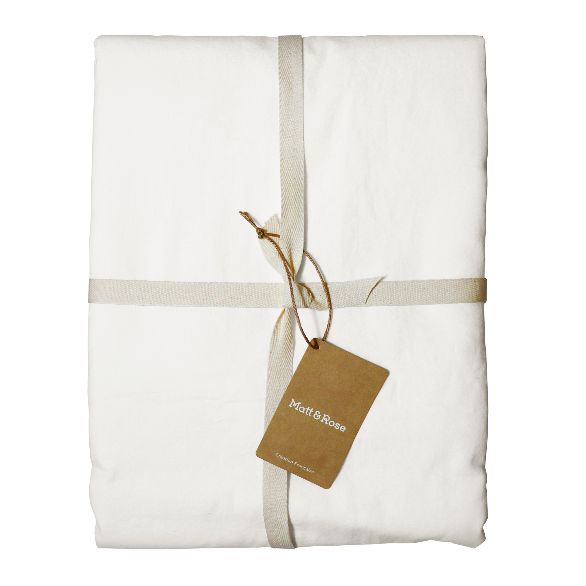 Matt & Rose Fitted sheet White - Double - 140 x 190/200 cm - Washed Cotton