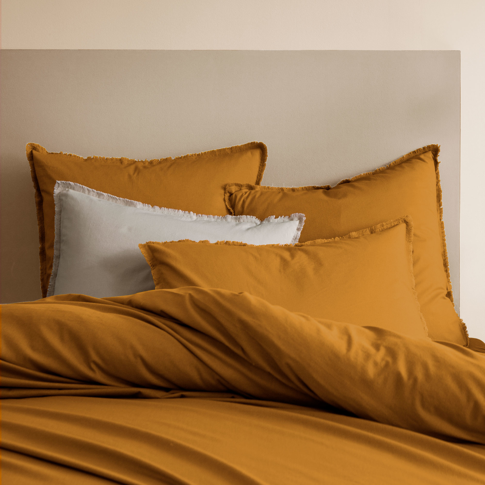 Matt & Rose Set Pillowcases Caramel - 65 x 65 cm - Washed Cotton