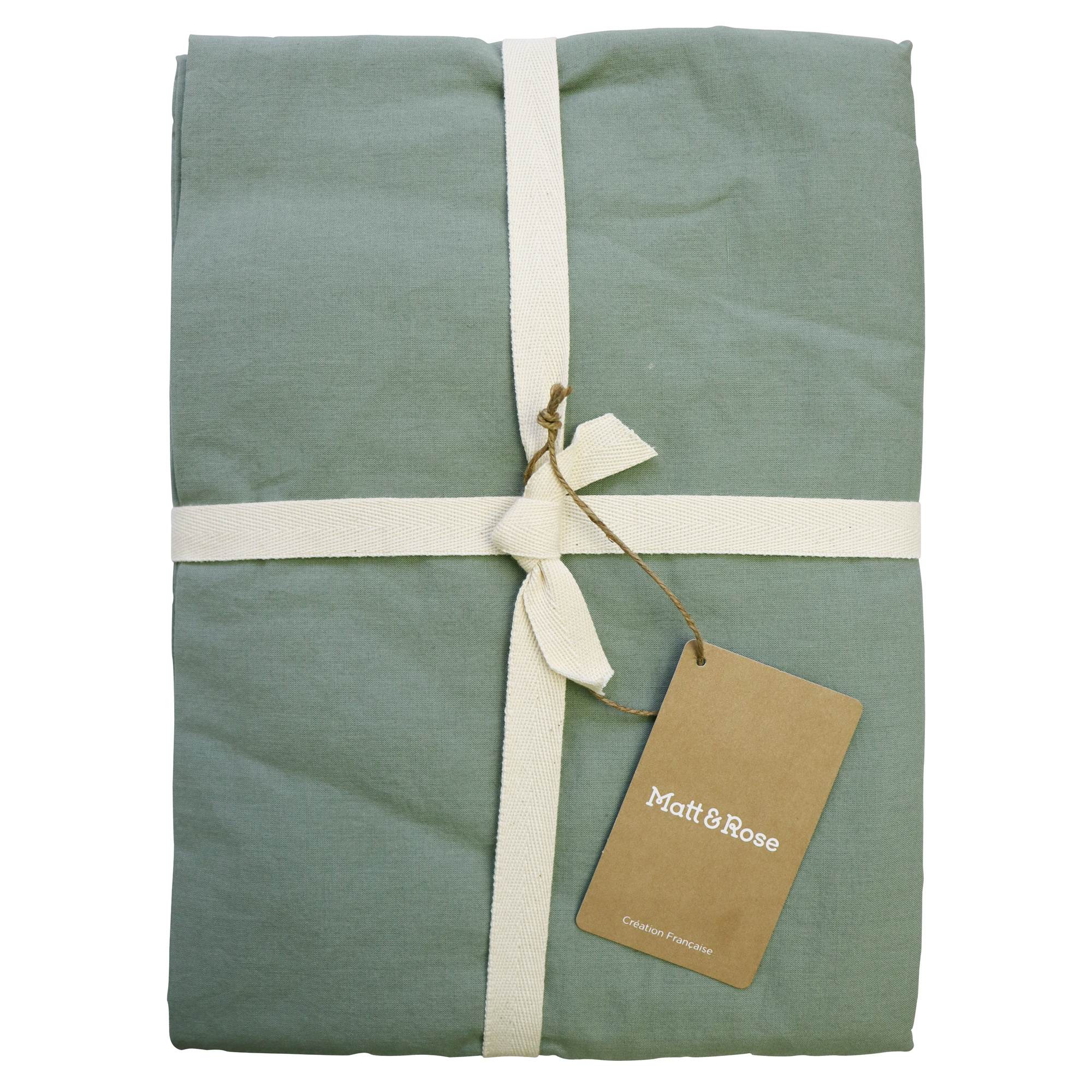 Matt & Rose Fitted sheet Moss green - Single - 90 x 190/200 cm - Washed Cotton