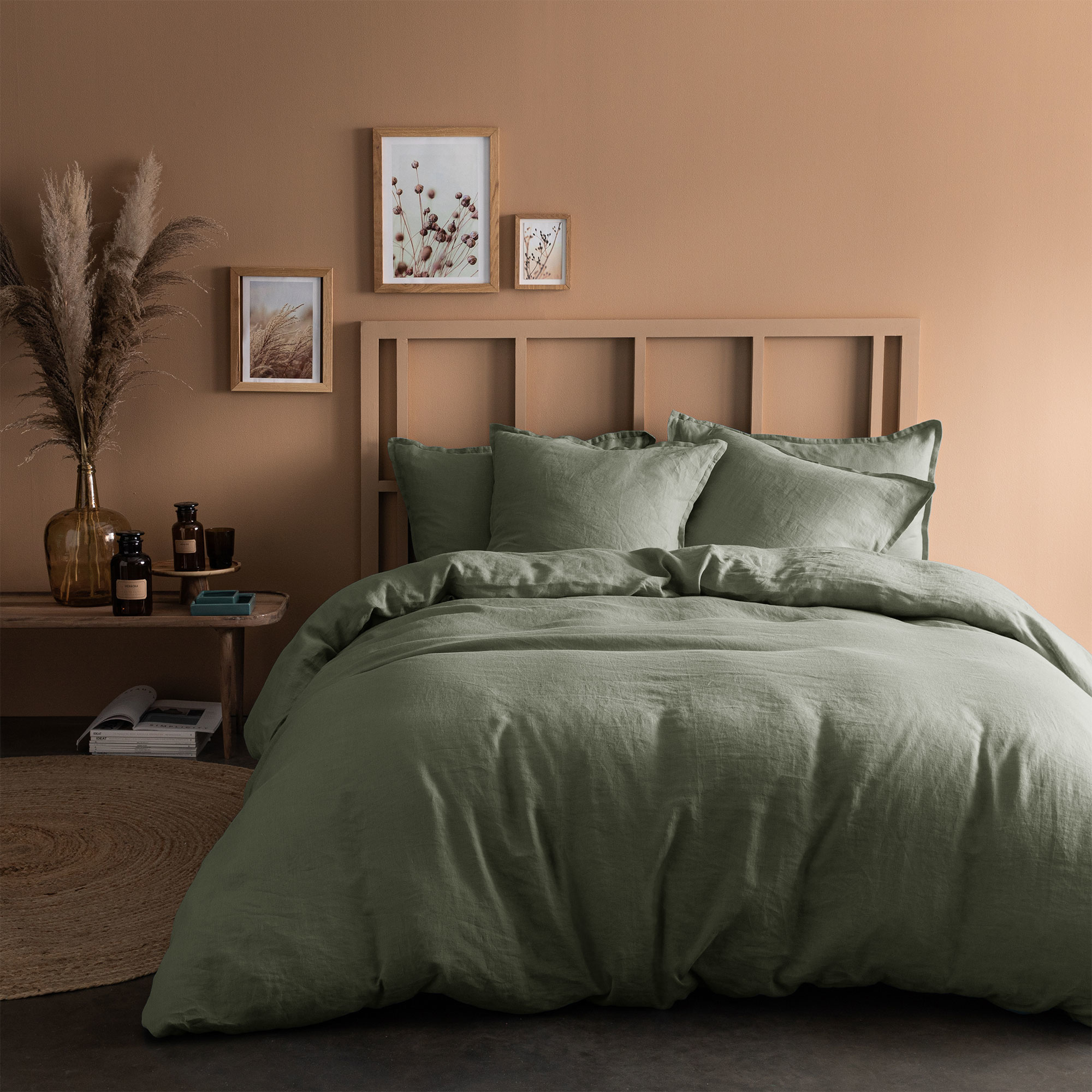 Matt & Rose Duvet cover Moss green - Lits Jumeaux - 240 x 220 cm, without pillowcases - 100% Linen