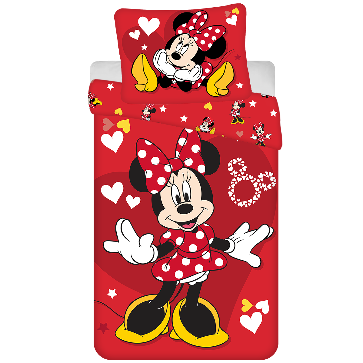 Disney Minnie Mouse Duvet cover Red Heart - Single - 140 x 200 + 70 x 90 cm - Cotton