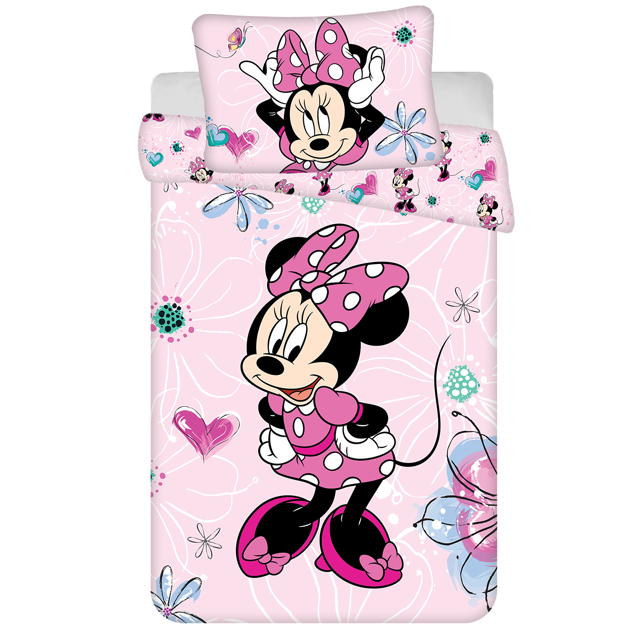 Disney Minnie Mouse BABY Dekbedovertrek, Flower - 135 x 100 + 40 x 60 cm - Katoen