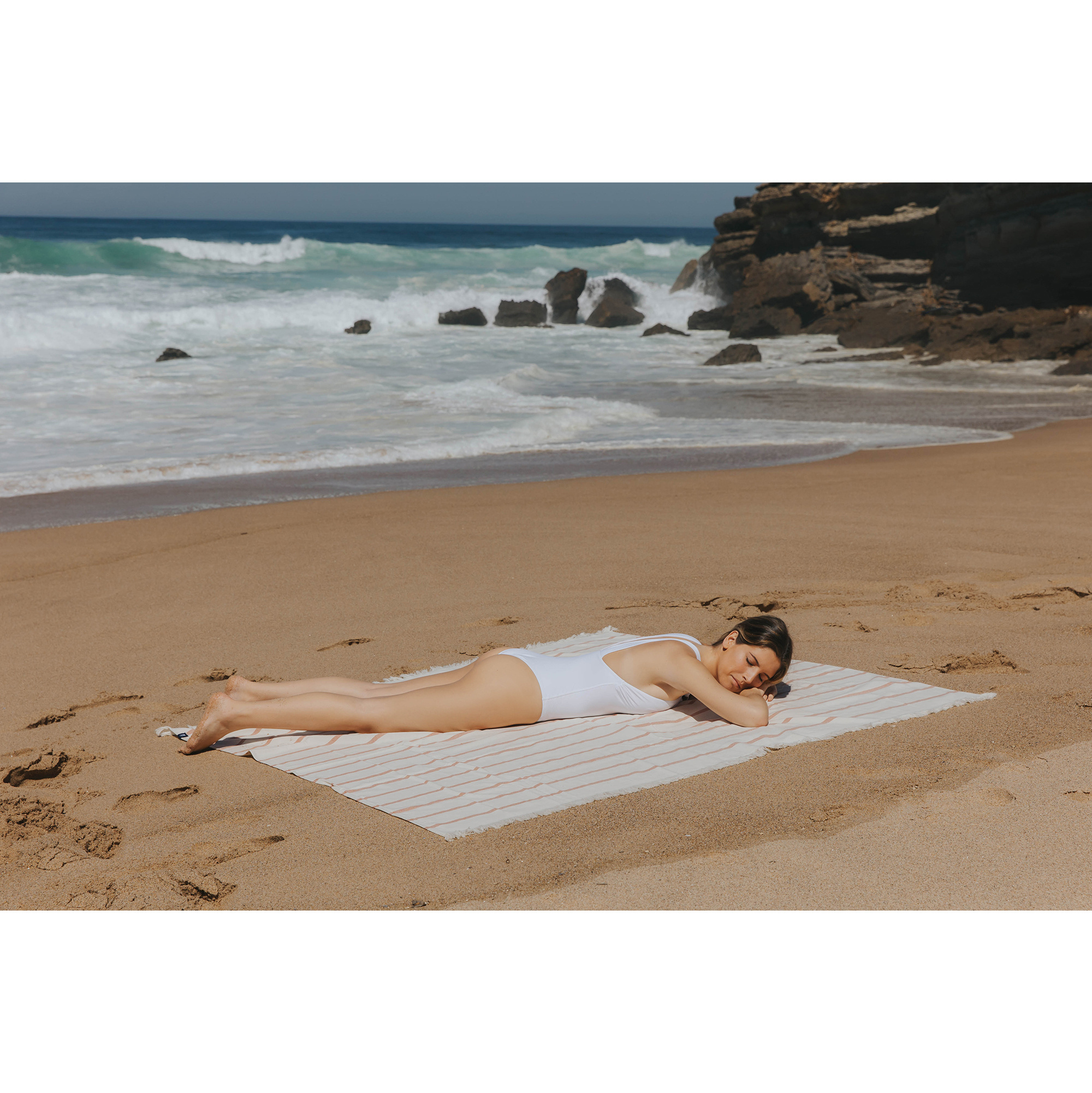 Torres Novas 1845 Beach towel Barra, Terracotta - 100 x 180 cm - 100% Cotton