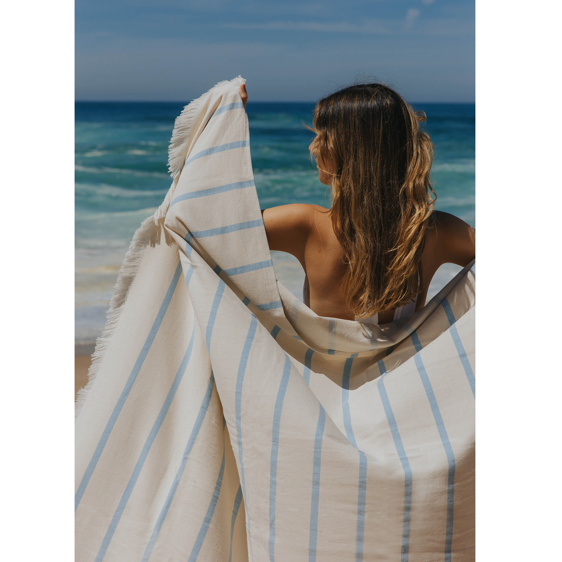 Torres Novas 1845 Beach towel Boa-Nova, Light Blue - 180 x 180 cm - 100% Cotton