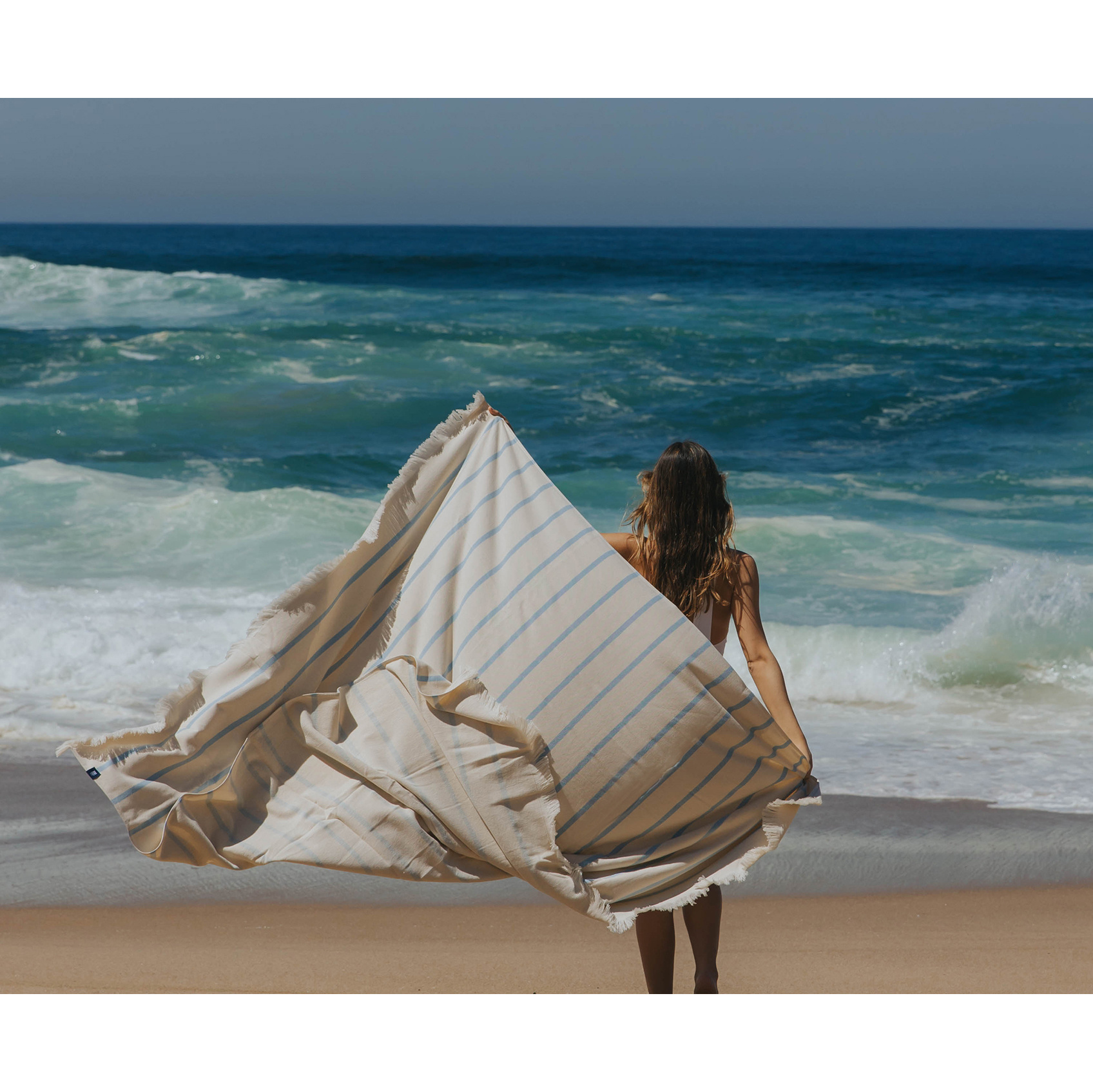 Torres Novas 1845 Beach towel Boa-Nova, Light Blue - 180 x 180 cm - 100% Cotton