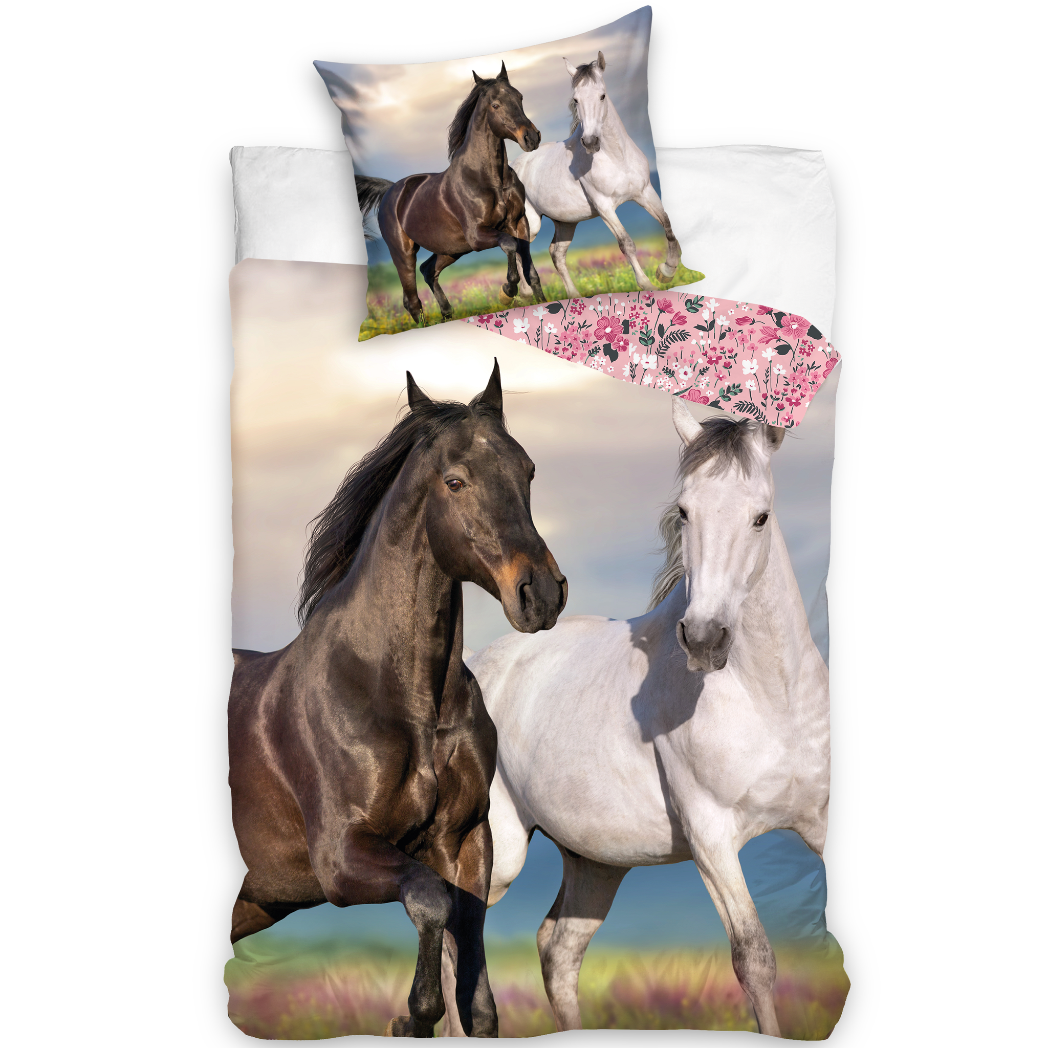Animal Pictures Duvet cover, Horses - Single - 140 x 200 cm - Cotton