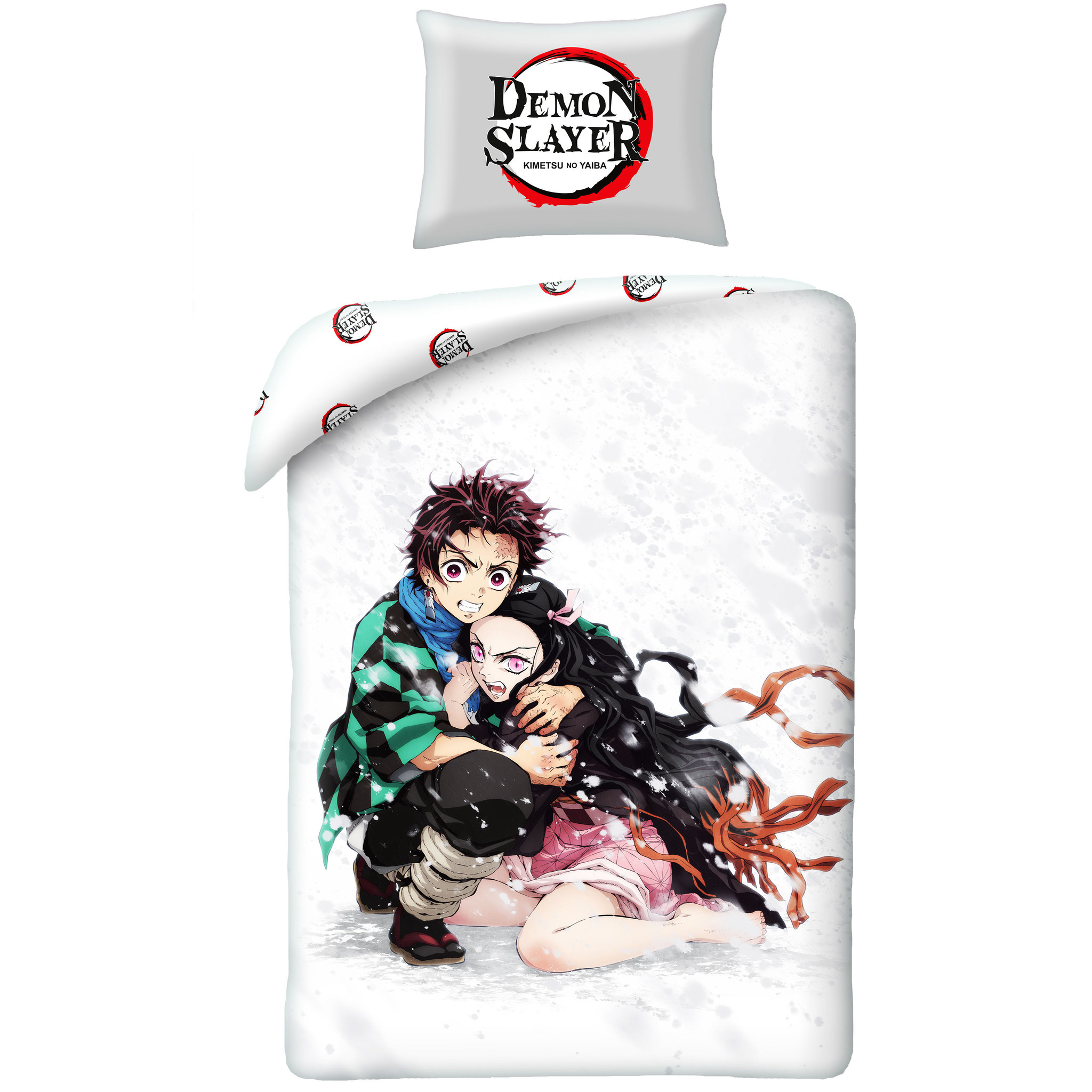 Demon Slayer Duvet cover Kamado - Single - 140 x 200 + 65 x 65 cm - Cotton