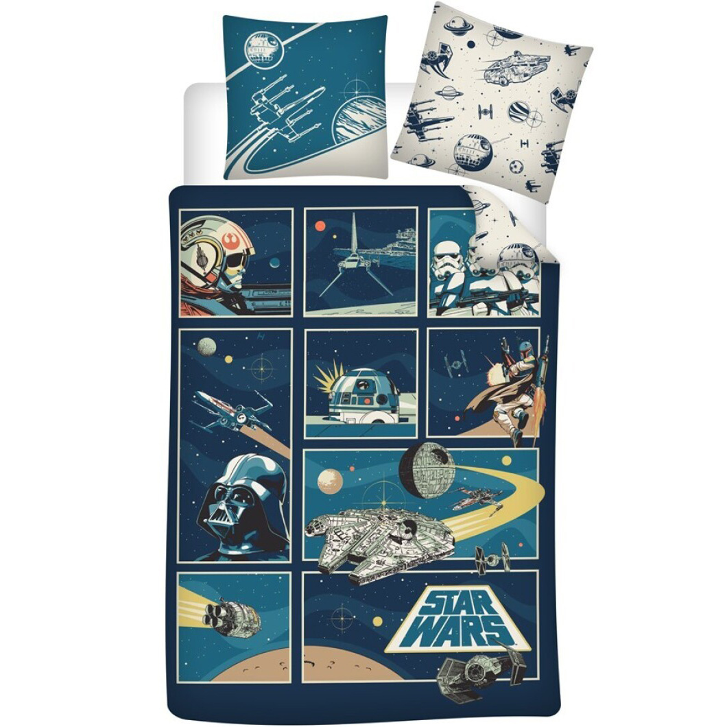 Star wars Duvet cover, Cartoon Frames - Single - 140 x 200 + 65 x 65 cm - Cotton