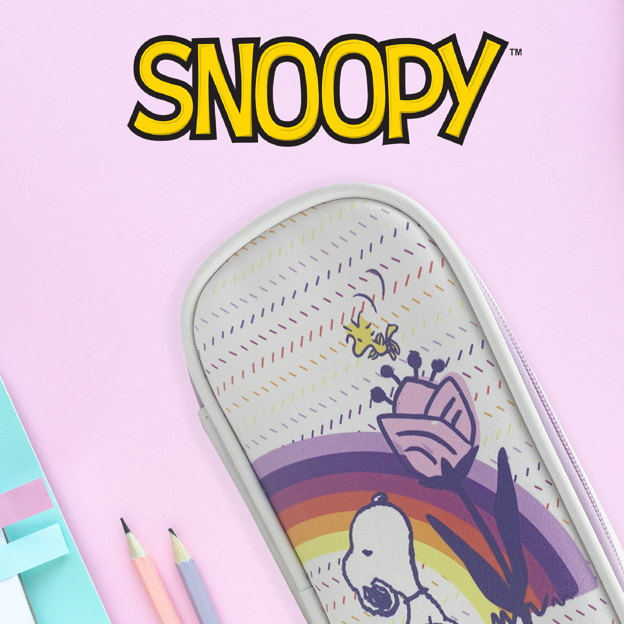 Snoopy Etui Regenboog - 23  x 10 x 5 cm - Polyester