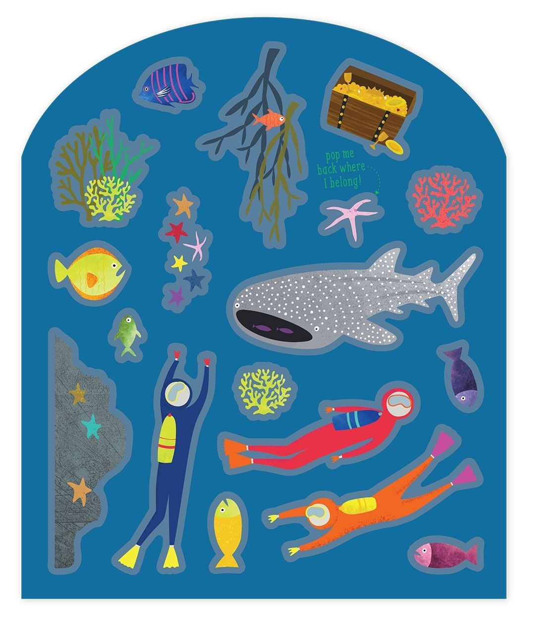 Floss & Rock Sticker book with reusable stickers, Ocean - 27.5 x 21.5 x 1 cm - Multi