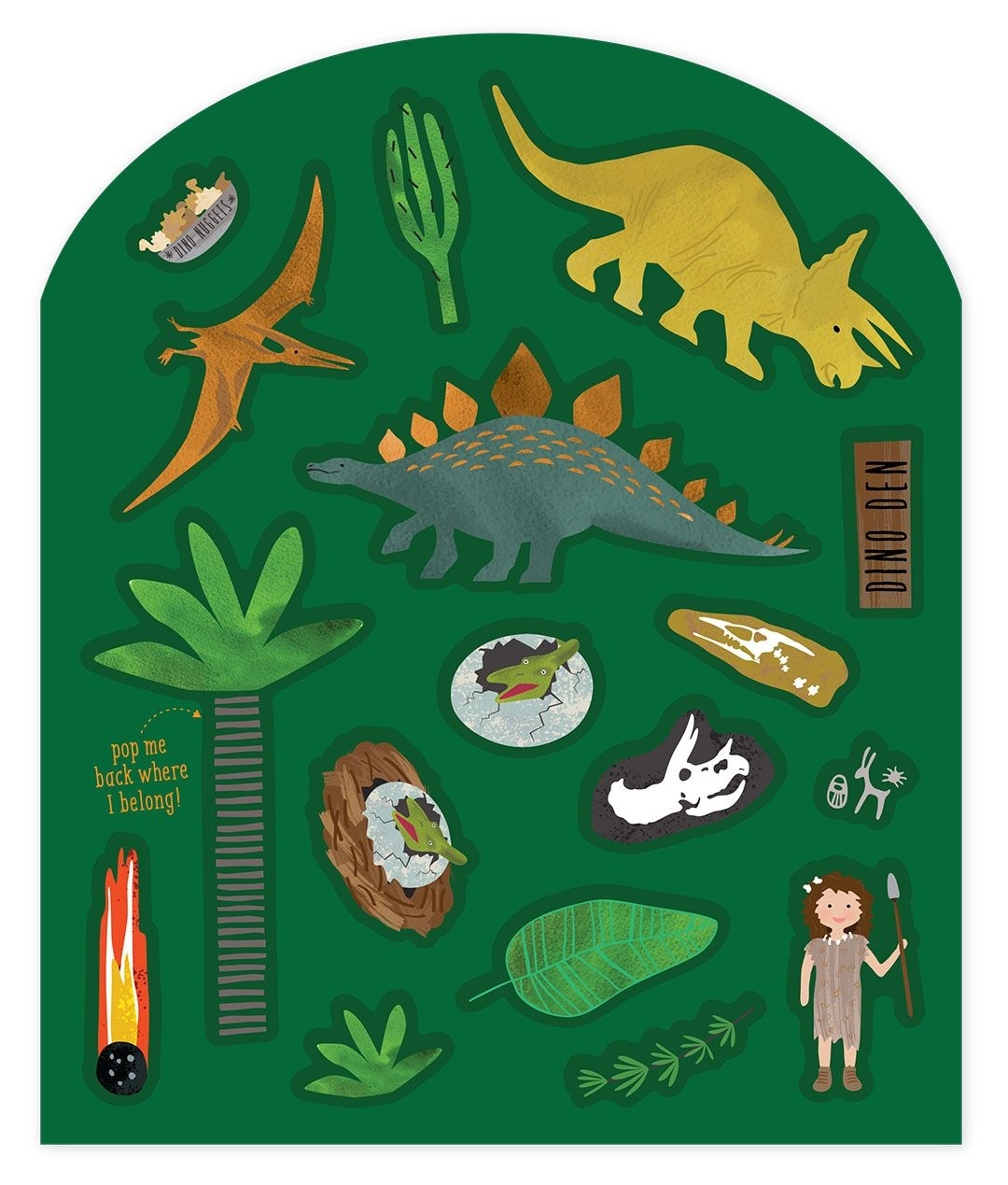 Floss & Rock Stickerboek met herbruikbare stickers, Dino - 27,5 x 21,5 x 1 cm - Multi