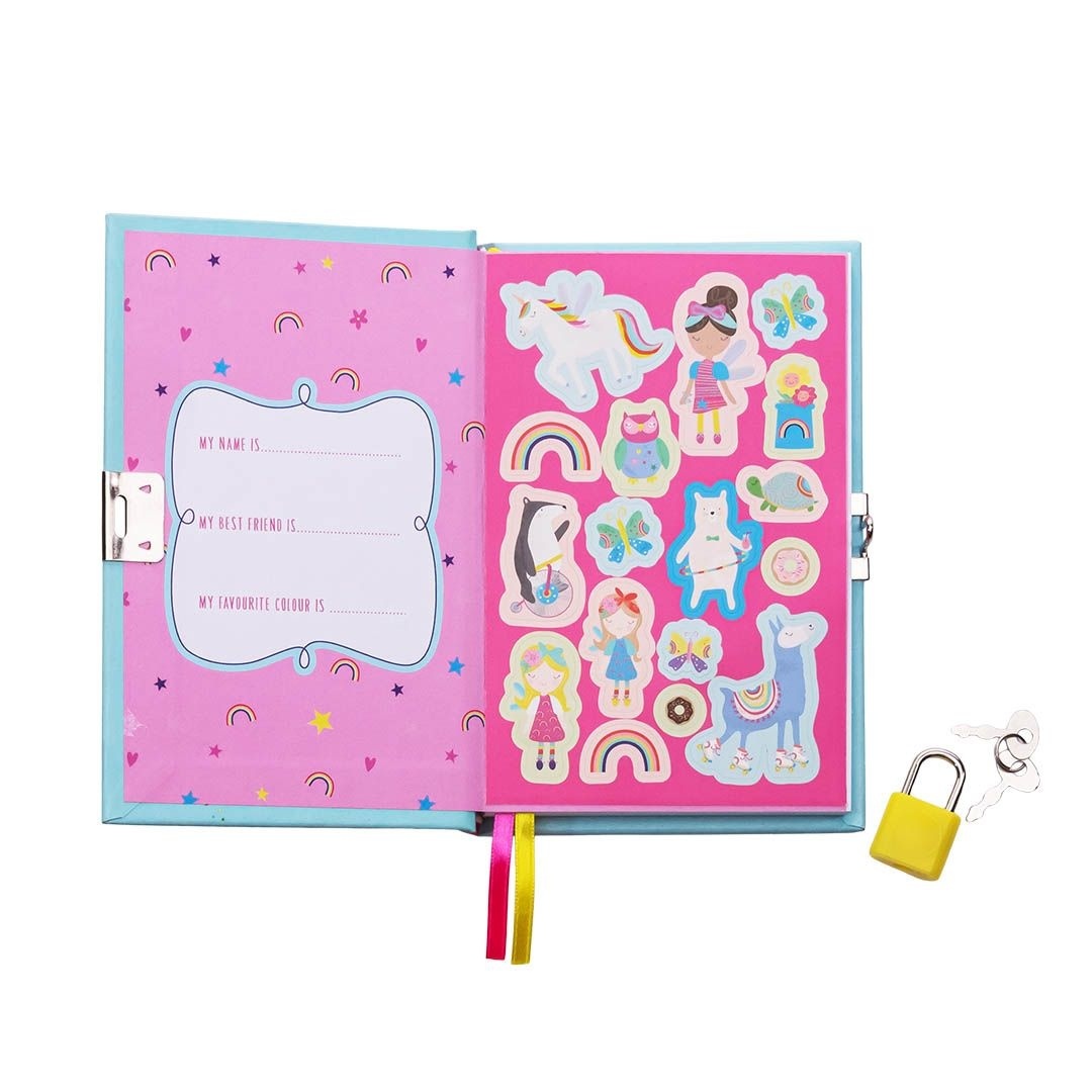 Floss & Rock Diary Rainbow Elf - 15 x 10 x 1.5 cm - with scent, stickers & lock