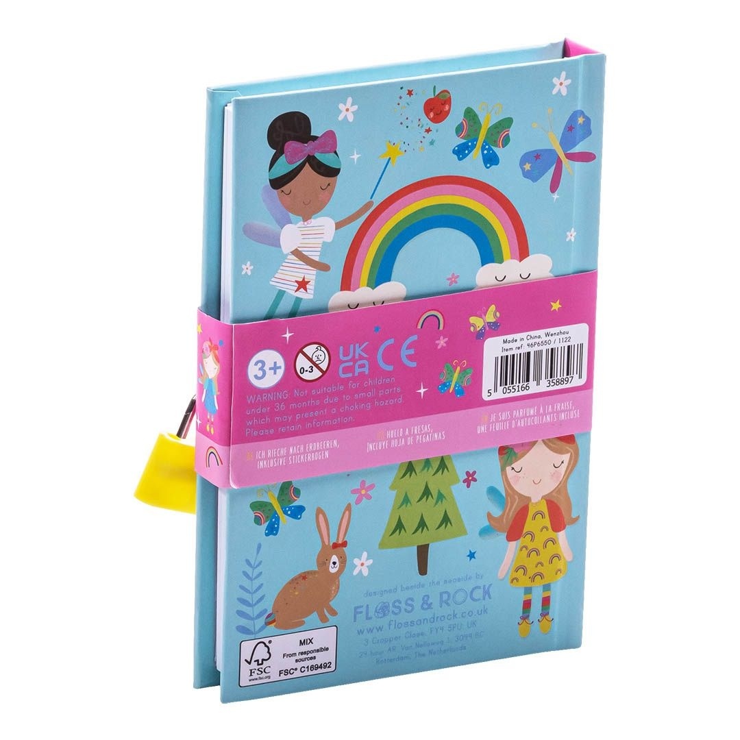 Floss & Rock Dagboek Regenboog Elfje - 15 x 10 x 1,5 cm - met geur, stickers & slotje