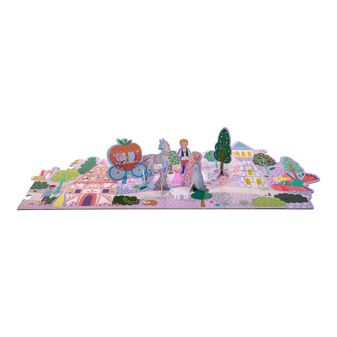 Floss & Rock Floor puzzle, Fairytales - 60 pieces - 132 x 32 cm - with pop-out figures