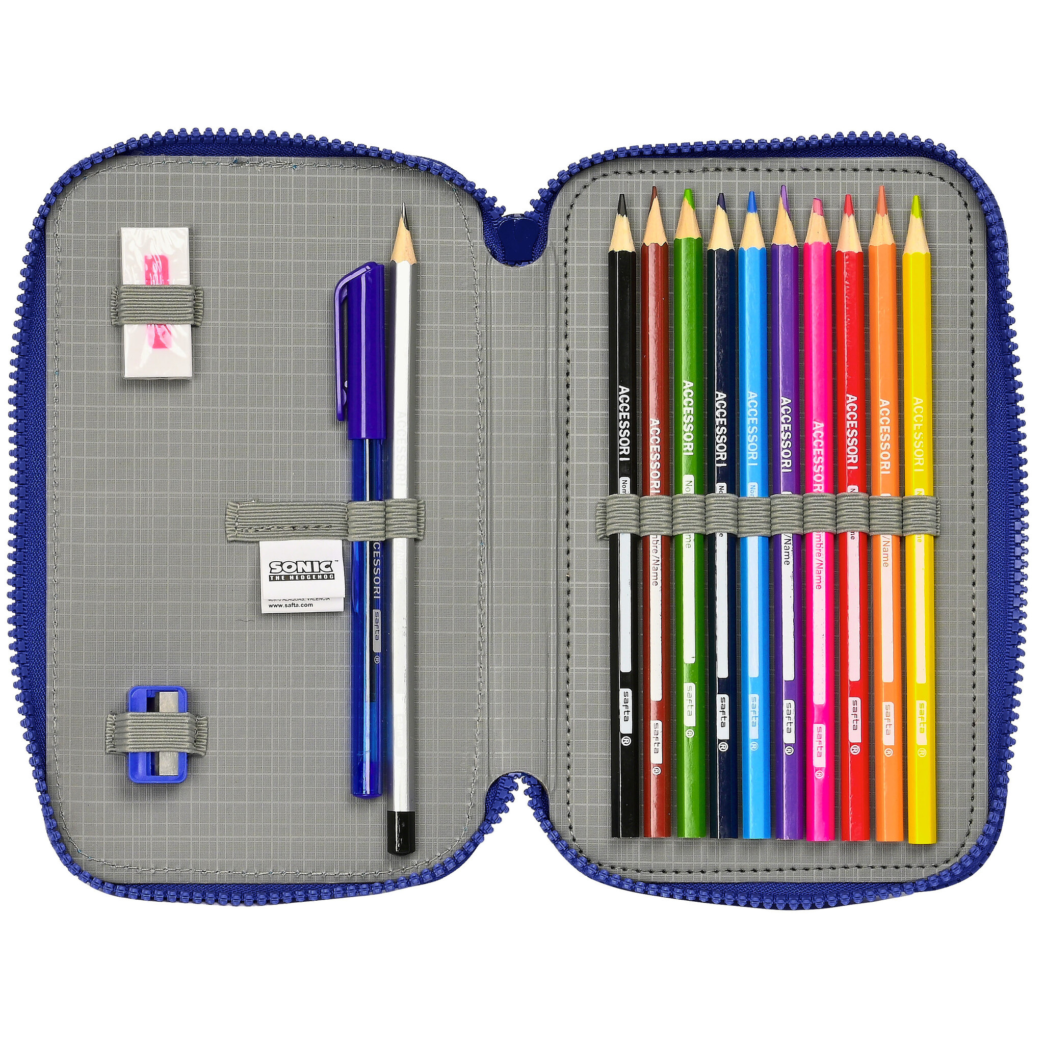 Sonic Filled case, Bleu - 28 pieces - 19.5 x 12.5 x 4 cm - Polyester