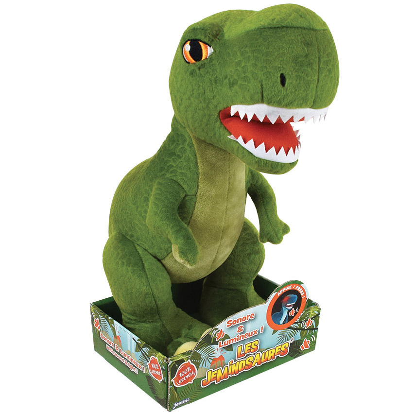 Dinosaurus Knuffel Tyrannosaurus - geluid en licht -  ± 39 cm