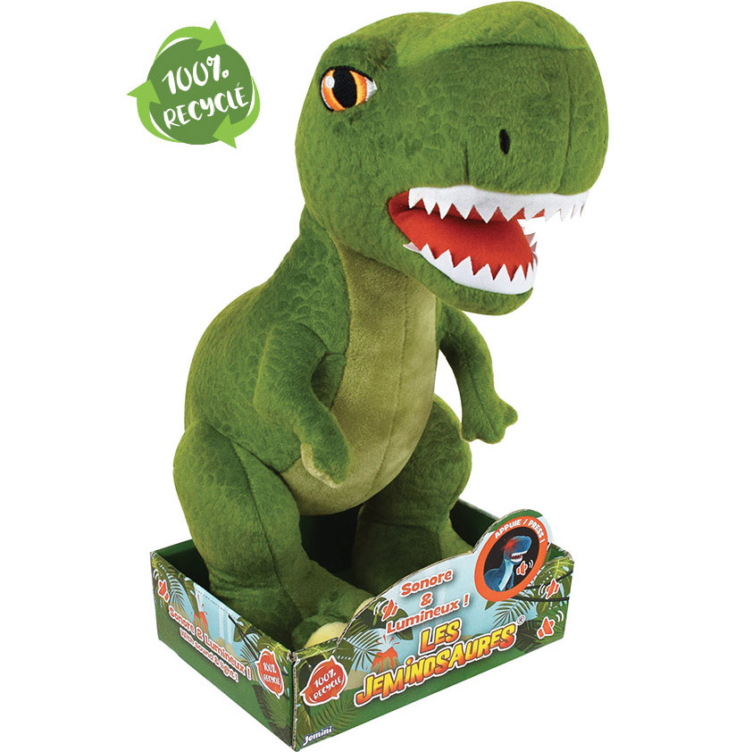 Dinosaurus Knuffel Tyrannosaurus - geluid en licht -  ± 39 cm