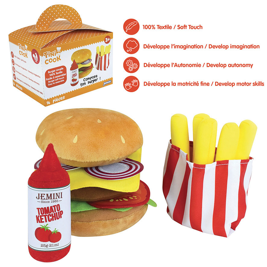 Jemini Tini Cook Burger menu - 16 pieces - Plush