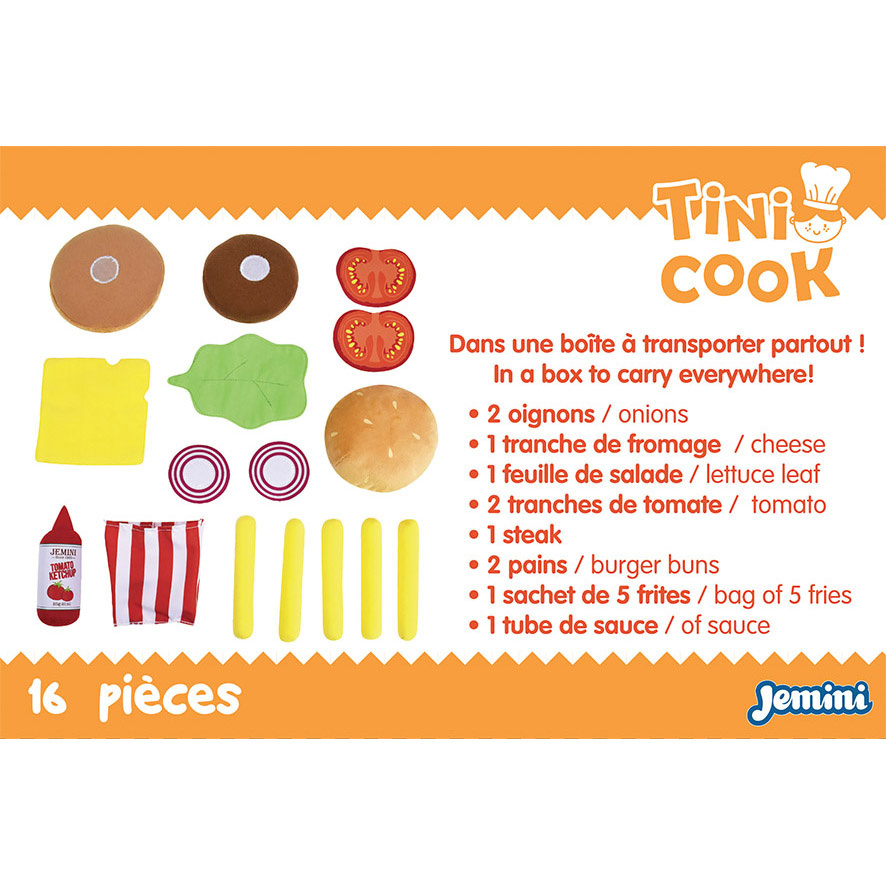 Jemini Tini Cook Burger menu - 16 pieces - Plush