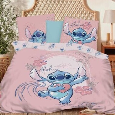 Disney Lilo & Stitch Dekbedovertrek Heart - Lits Jumeaux - 240 x 220 + 2x 65 x 65 cm - Katoen