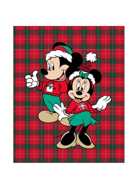 Disney Minnie & Mickey Mouse Fleece plaid Christmas 130 x 160 cm Polyester