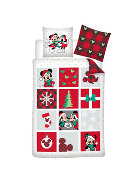 Disney Minnie & Mickey Mouse Dekbedovertrek Kerst 140 x 200 +65 x 65 Katoen Flanel