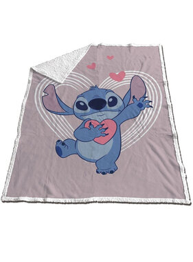 Disney Lilo & Stitch Sherpa Fleece plaid, Hearts 130 x 170 cm Polyester