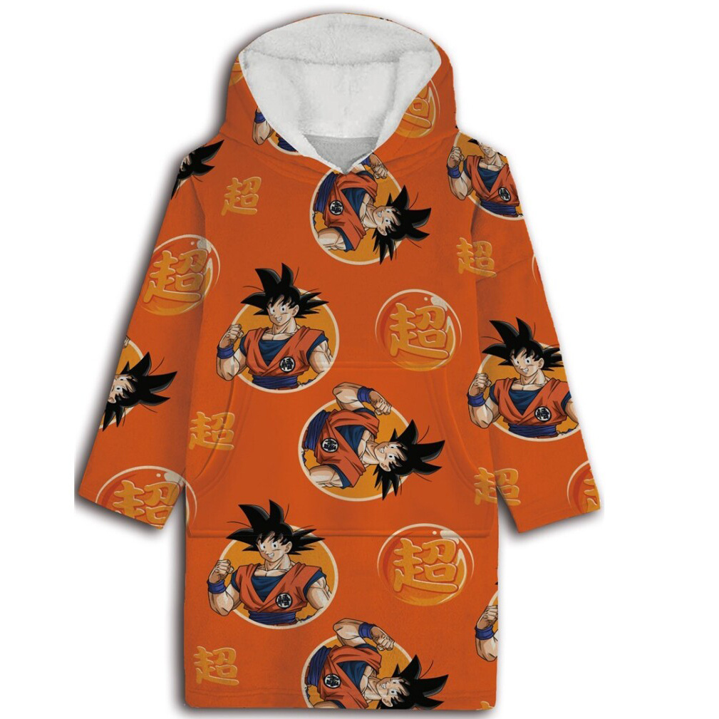 Dragon Ball Z Hoodie Fleece Blanket, Warrior - Adult (One Size) - Polyester