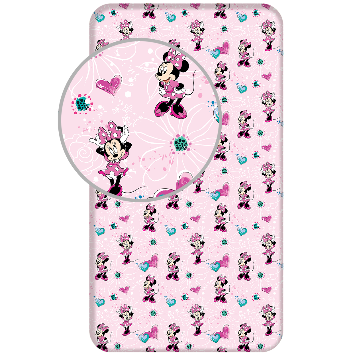 Disney Minnie Mouse Fitted sheet Flowers - Single - 90 x 190/200cm - Cotton