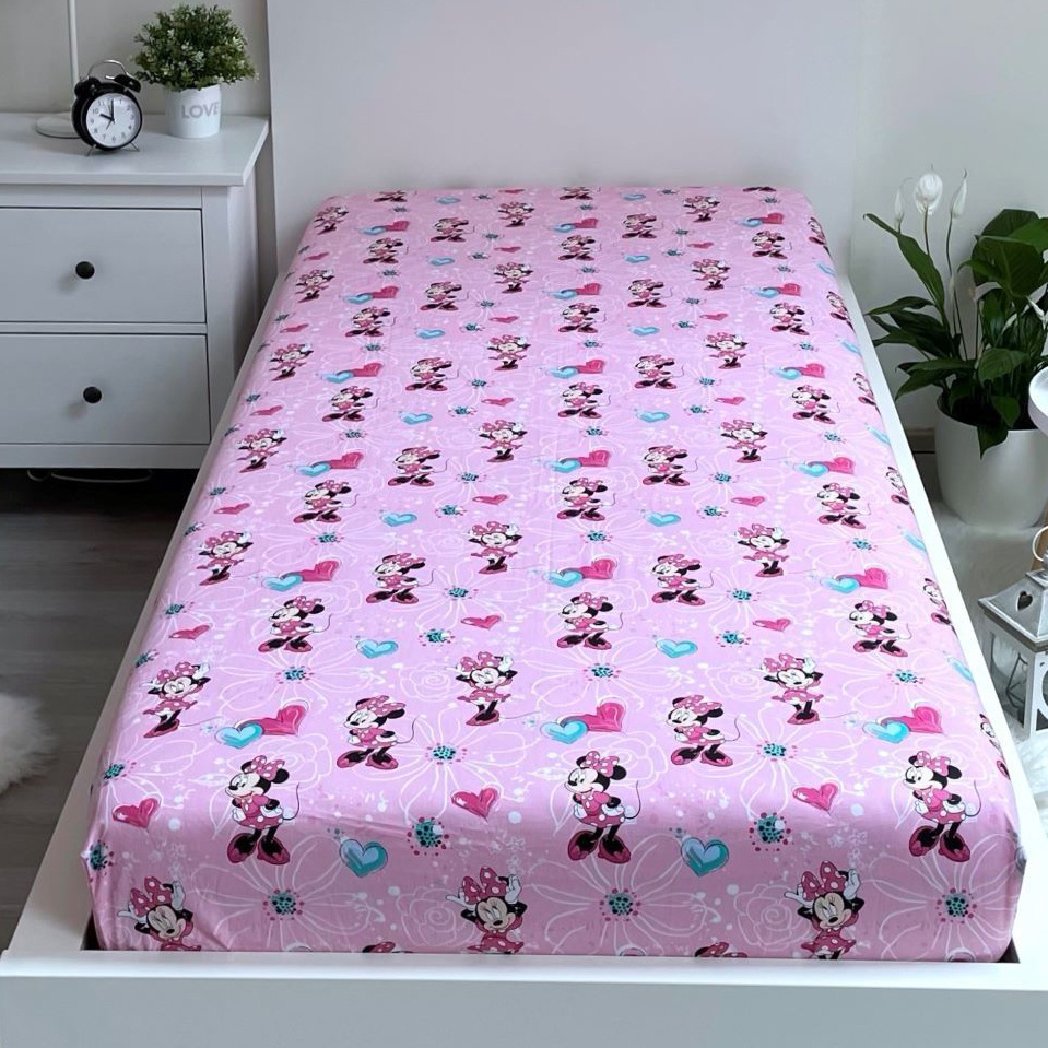 Disney Minnie Mouse Fitted sheet Flowers - Single - 90 x 190/200cm - Cotton