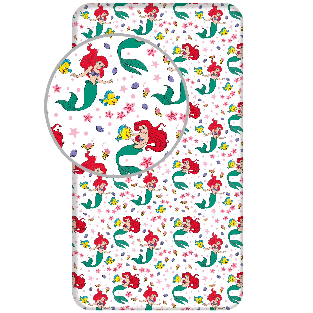 Disney De kleine Zeemeermin Fitted sheet Ocean - Single - 90 x 190/200cm - Cotton