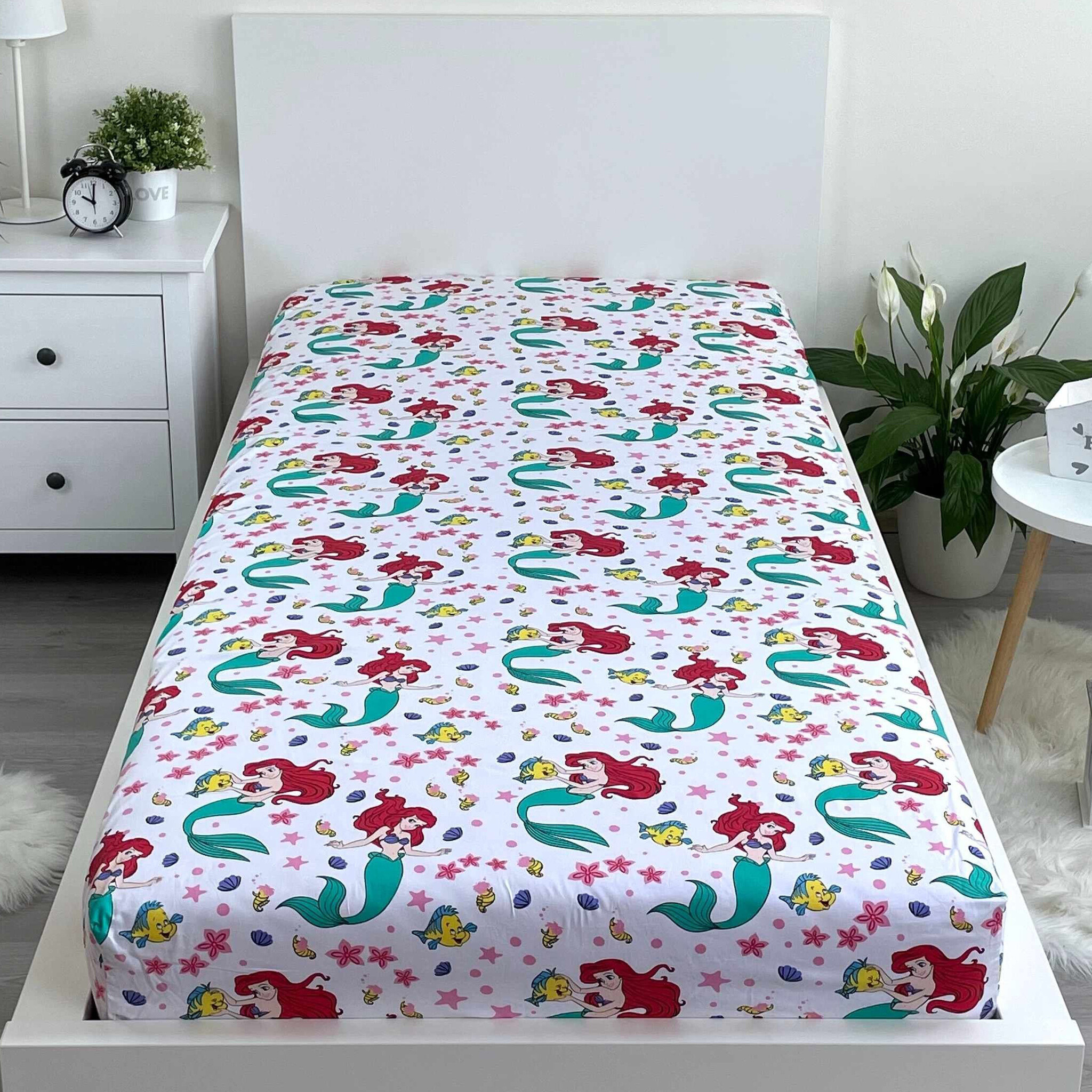 Disney De kleine Zeemeermin Fitted sheet Ocean - Single - 90 x 190/200cm - Cotton