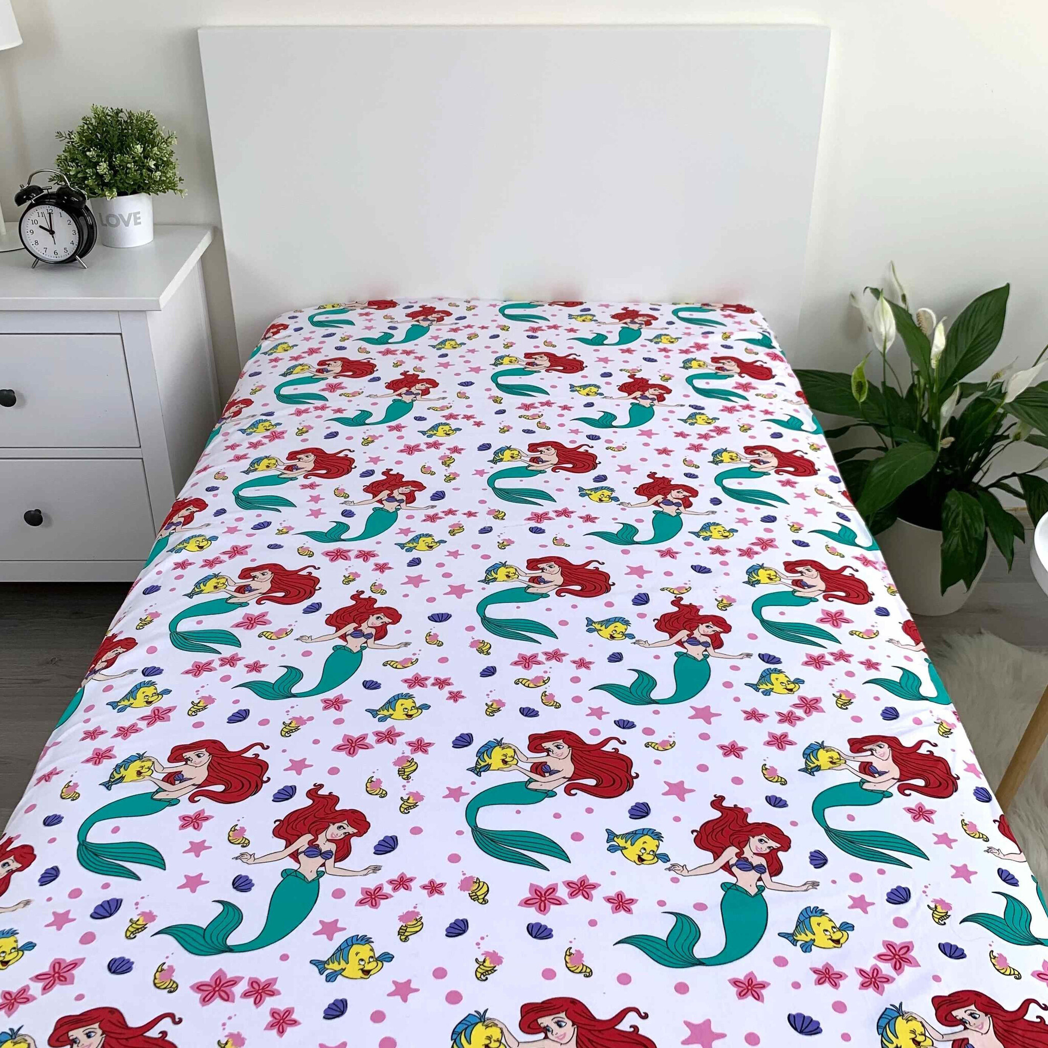 Disney De kleine Zeemeermin Fitted sheet Ocean - Single - 90 x 190/200cm - Cotton