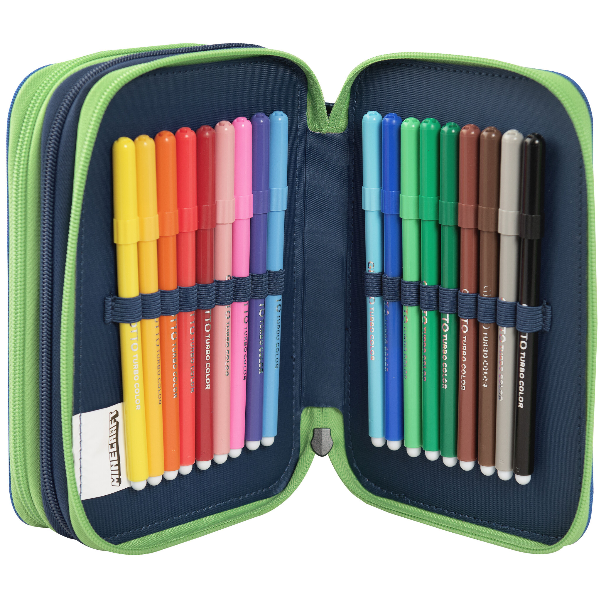 Minecraft Filled Pencil Case Creeper 3 zippers - 20 x 13 x 7 cm - Polyester