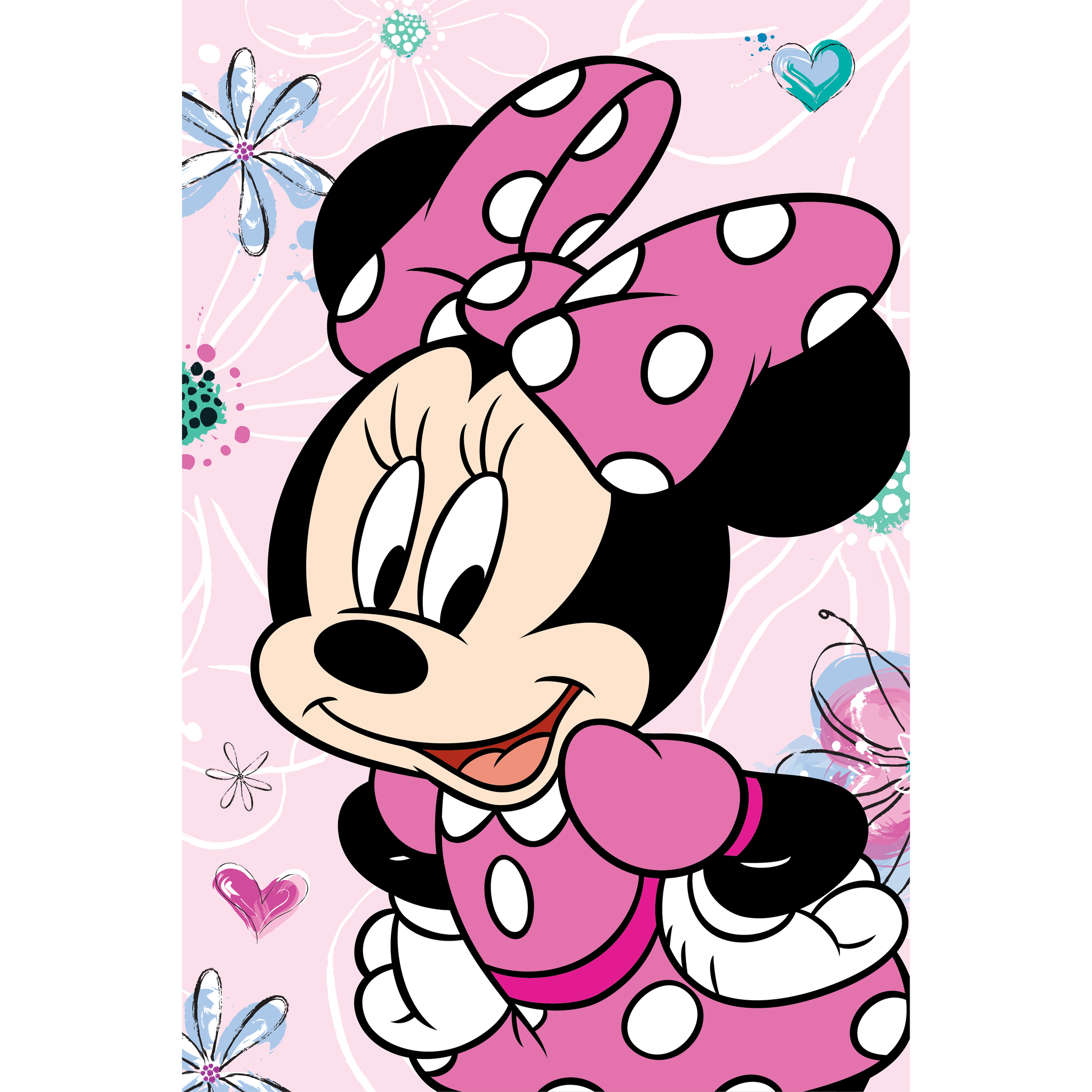 Disney Minnie Mouse Fleece plaid Flowers - 100 x 150 cm - Polyester