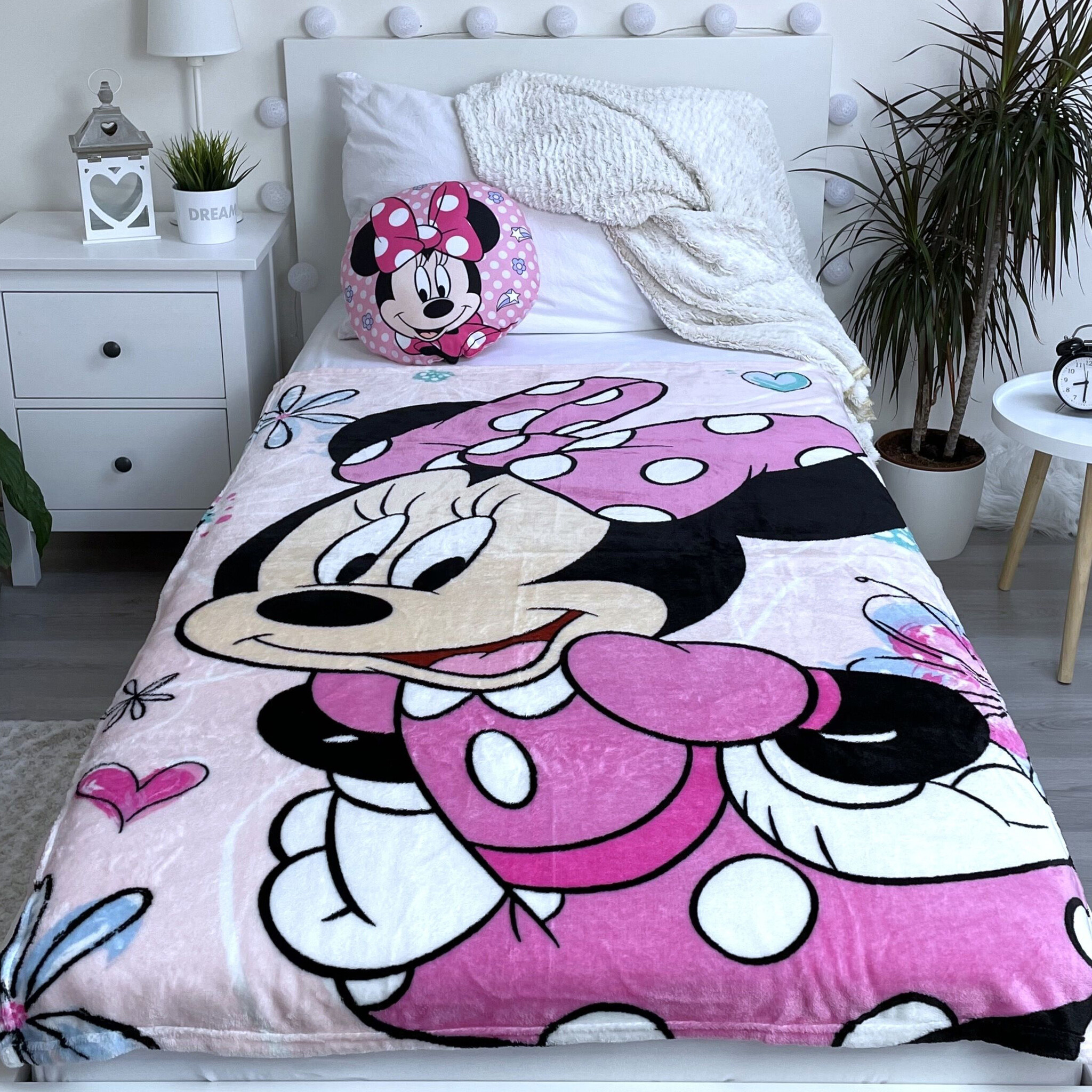 Disney Minnie Mouse Fleeceplaid Bloemen - 100 x 150 cm - Polyester