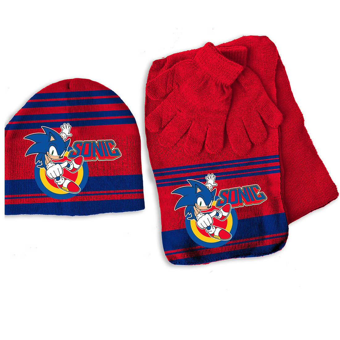 Sonic Hat, scarf and gloves set, Power Up - ONE SIZE 3-6 yrs - Acrylic / Elastane