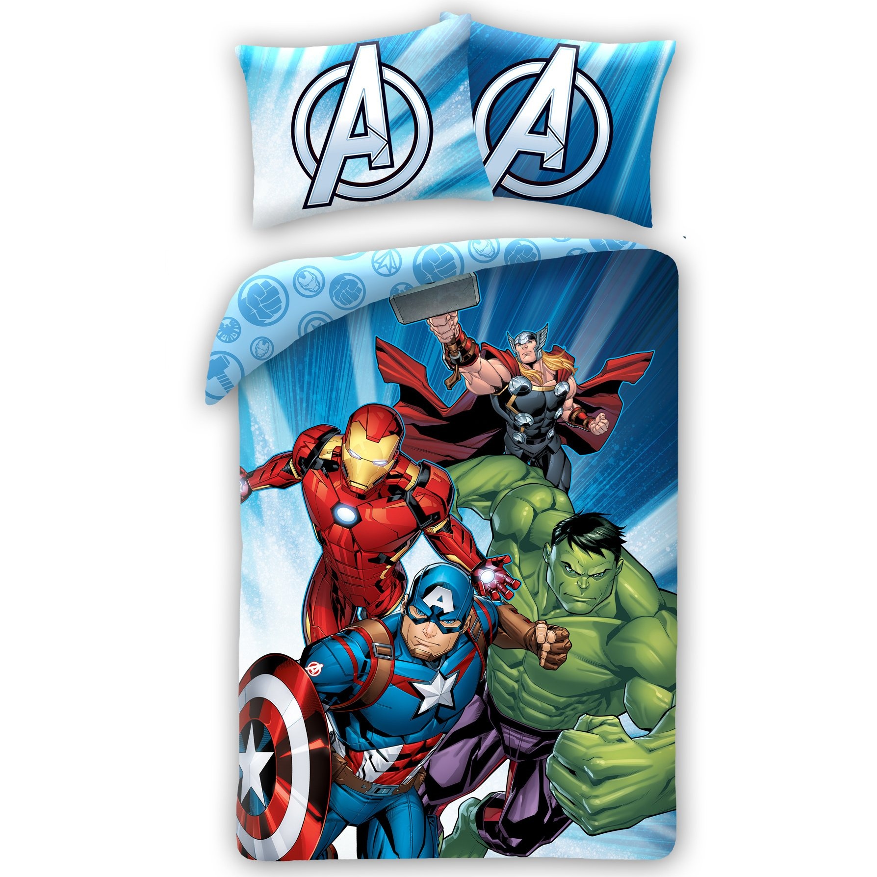 Marvel Avengers Dekbedovertrek, Team Power - Eenpersoons - 140 x 200 cm - Katoen