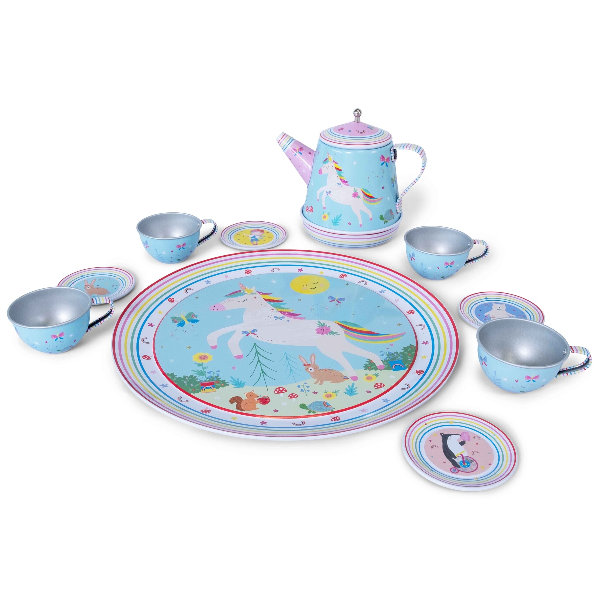 Floss & Rock Pewter tea set Rainbow Fairy - 11-piece - With music