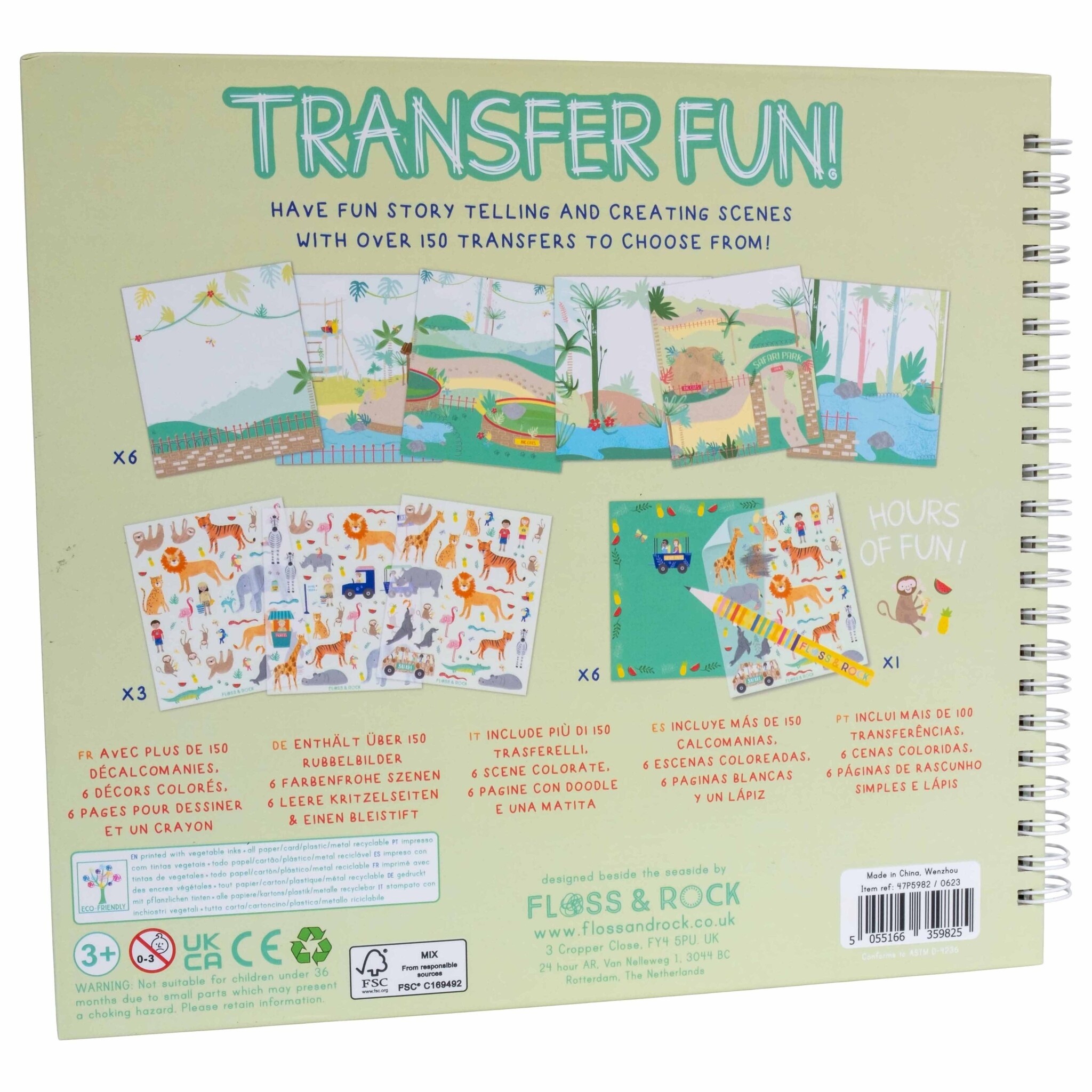 Floss & Rock Transfer Speel/Tekenboek, Jungle - 24 x 21 x 0.8cm - Multi