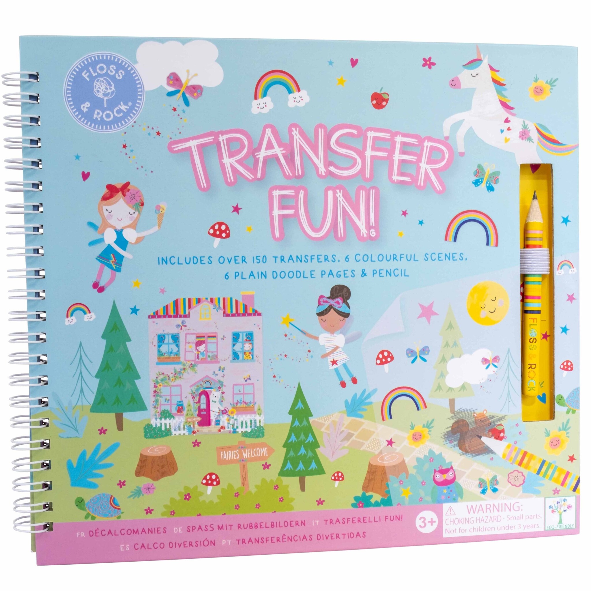 Floss & Rock Transfer Play/Drawing Book, Rainbow Fairy - 24 x 21 x 0.8cm - Multi