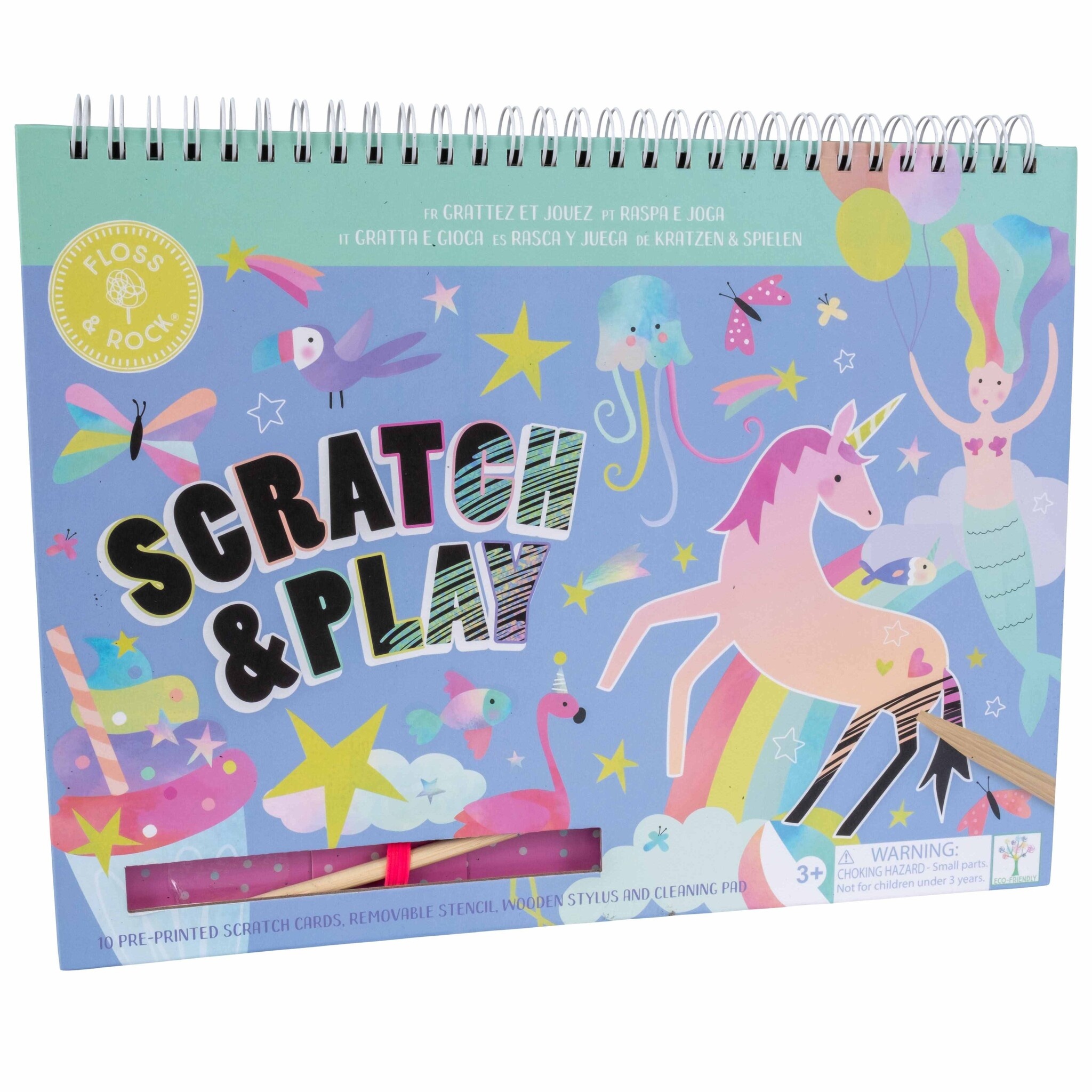 Floss & Rock Scratch and Play Drawing Book, Fantasy - 26.5 x 20.5 x 1.5cm - Multi