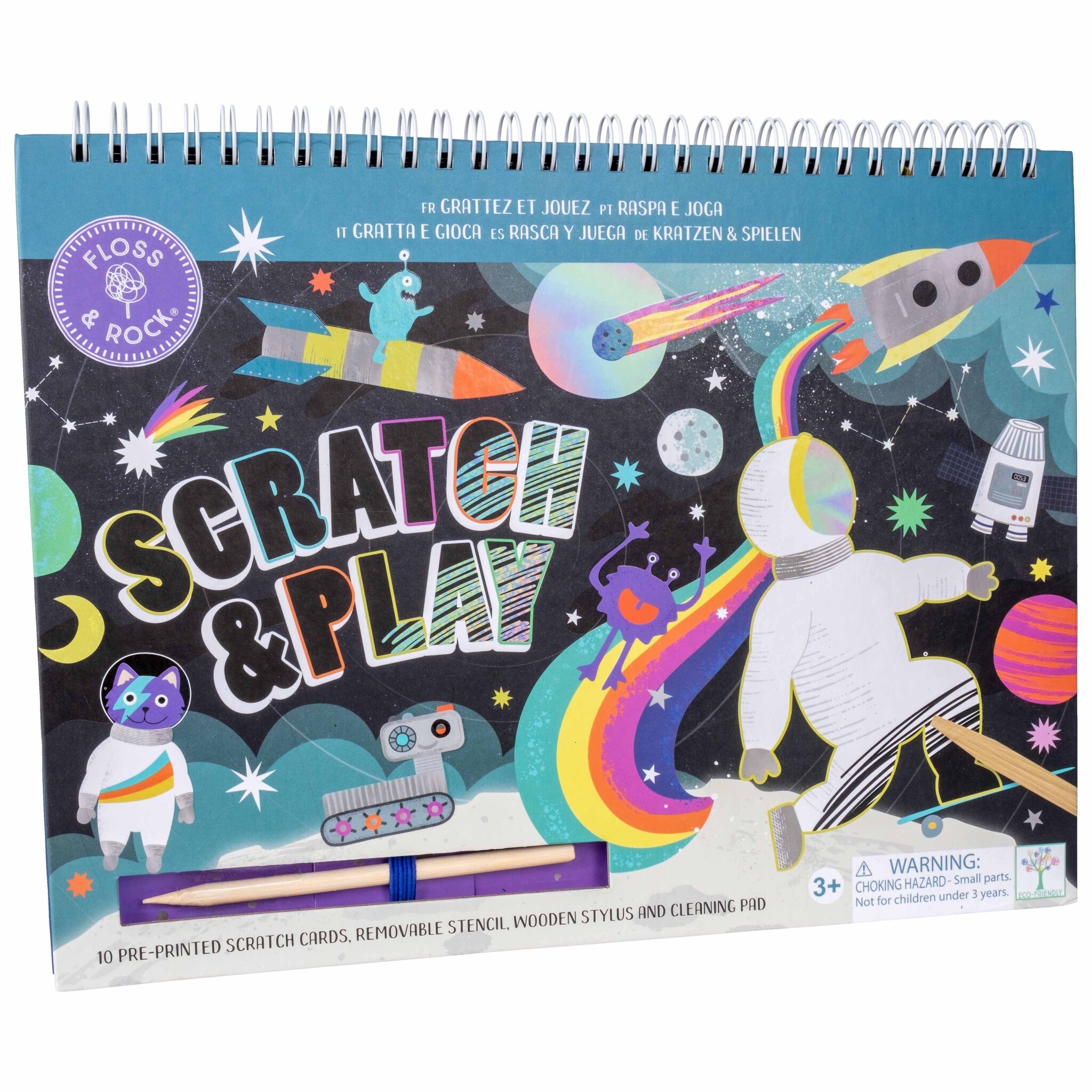 Floss & Rock Scratch and Play Drawing Book, Space - 26.5 x 20.5 x 1.5cm - Multi