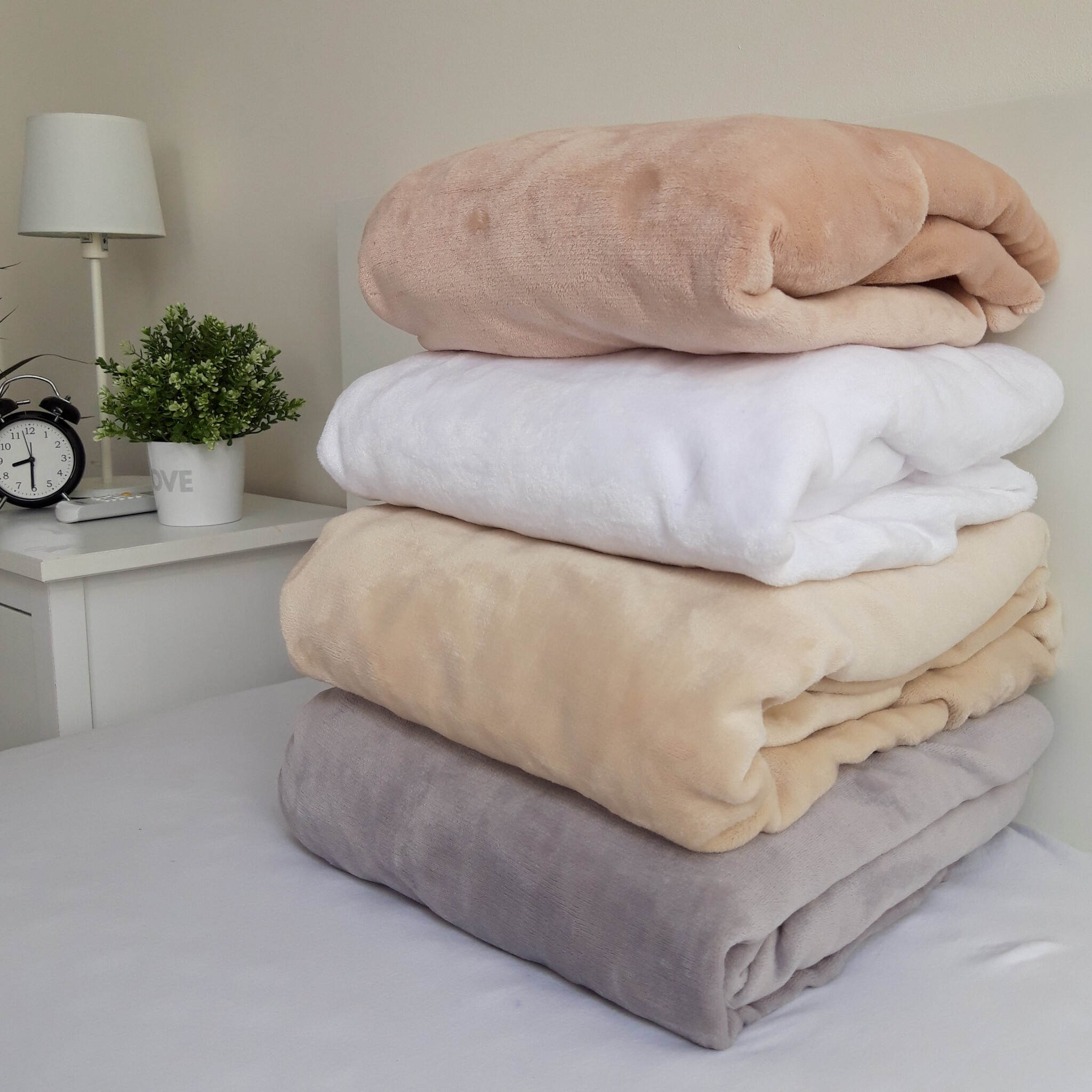 Sweet Home Fleece Teddy Fitted Sheet, White - 90 x 200 cm - Polyester