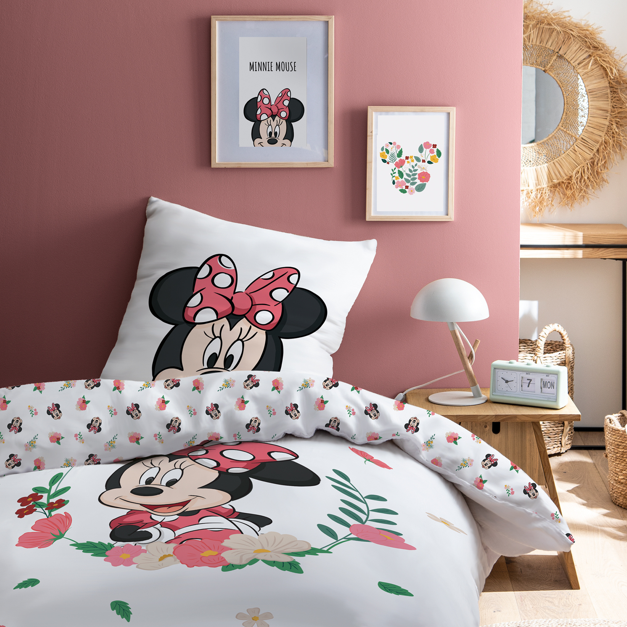 Disney Minnie Mouse Dekbedovertrek Flower - Eenpersoons - 140 x 200 cm - Katoen