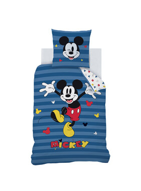 Disney Mickey Mouse Dekbedovertrek Stripes 140 x 200 + 63 x 63 cm Katoen