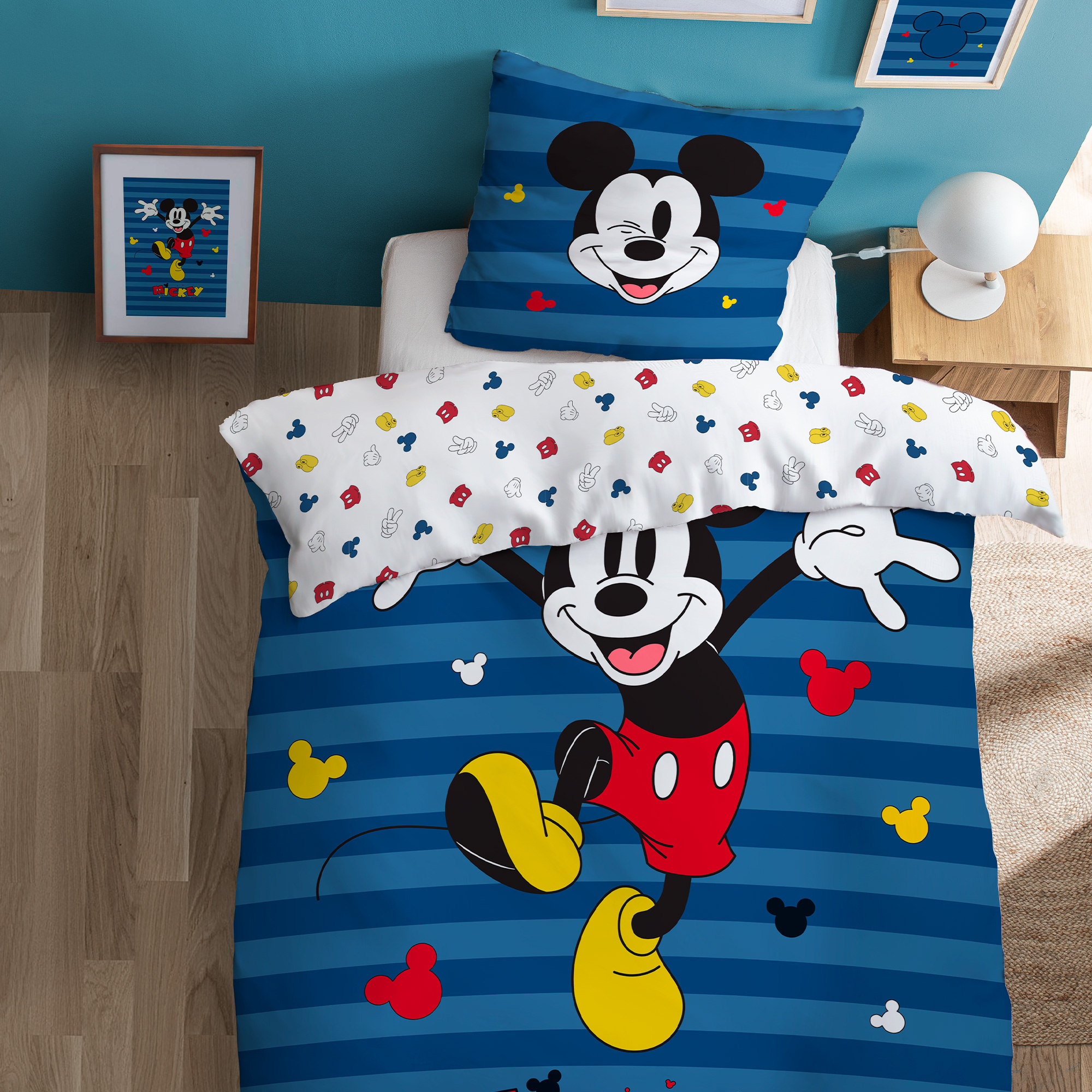 Disney Mickey Mouse Duvet cover Stripes - Single - 140 x 200 cm - Cotton